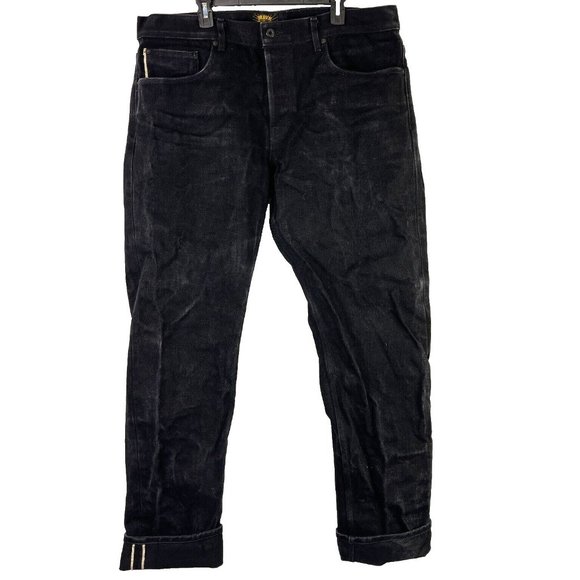 Brave Star Double Black 21.5 oz Heavyweight Selvage Denim Jeans 42 x 36 True Fit - Picture 3 of 15